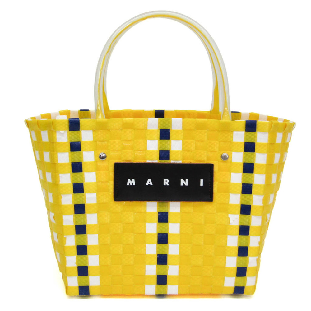 Marni Flower Cafe Picnic Bag Women's Polypropylene Handbag,Tote Bag Blue,Yellow